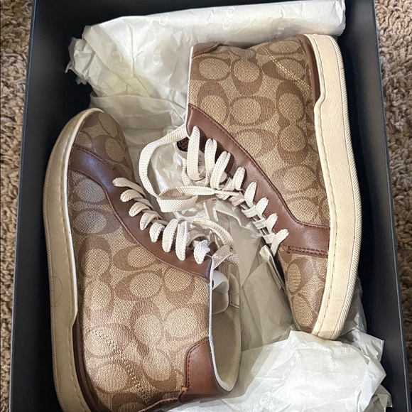 Coach Shoes - Coach Brown and Cream High-Top Sneakers
